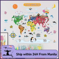 World Map Wall Stickers Children Early-Education Wallpaper Multicolor Waterproof Home Decoration