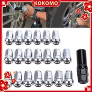 M12x1.5 Wheel Lug Nuts 0.79 Inch 7 Point Conical Seat 60 Degree Chrome Closed End Anti Theft Set