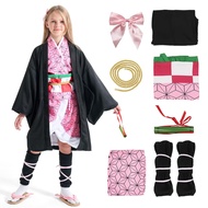 Nezuko Cosplay Costume Kimono for Kids Adults Robe Japanese Anime Costume Halloween Kimono Outfit Wi