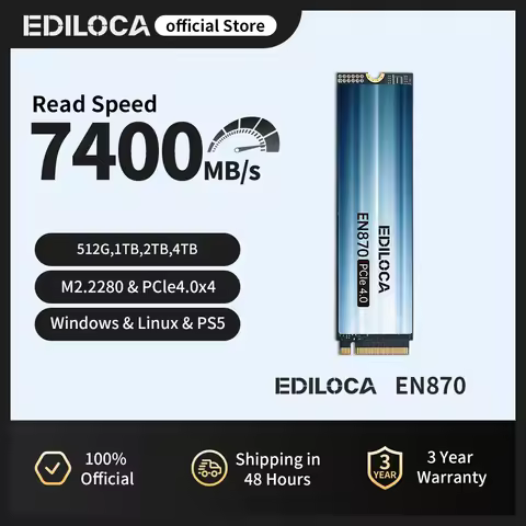 Ediloca EN870 M.2 2280 SSD 7400MB/s NVMe PCIe Gen4.0x4 Internal Solid State Drive PS5 Dynamic SLC Ca