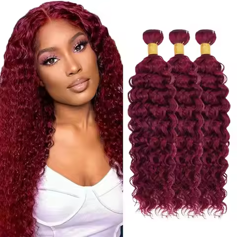 Reddish Burgundy 99j Deep Curly Bundles Peruvian Remy Hair Weaving 99j Deep Wave Human Hair 1/2/3 Bu
