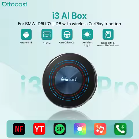 OTTOCAST I3 AI Box Android13 8+128GB Wireless CarPlay&Android Auto Netflix YouTube Play Store Fits O