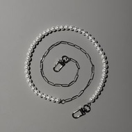 [全新] Y2K / Y3K / Pearl + Chain / White + Silver / Neck Strap / Crossbody Sling / Wrist Tricord / App