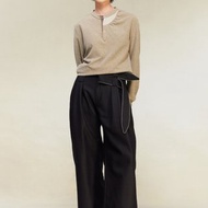 【雙截刃】直筒微堆積/金屬雙腰齒牙長褲