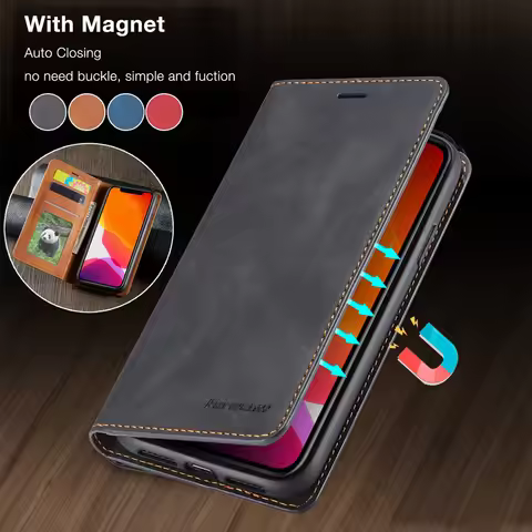 Forwenw Magnetic Flip Leather Case For iPhone 12 Mini 11 Pro XS Max XR X Wallet Card Cover For iPhon