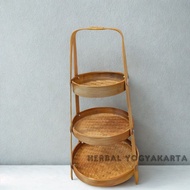 3-tier round spice onion rack - 3-tier onion rack container - 3-tier bamboo woven - 3-tier round kit