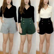 (JANUARY BRAND) SMLXL2XL Women's High Waist Short pants女装高腰短裤罗马弹力面料后腰伸缩裤头-JN5709