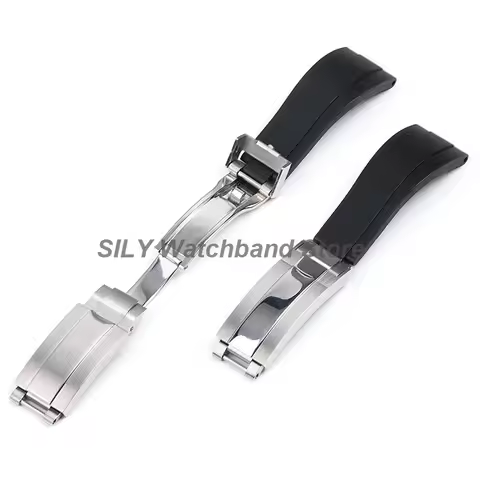 20mm Silicone Watch Band Deployment Fine-tuning Pull Clasp Strap for Rolex GMT for Submarine Busines