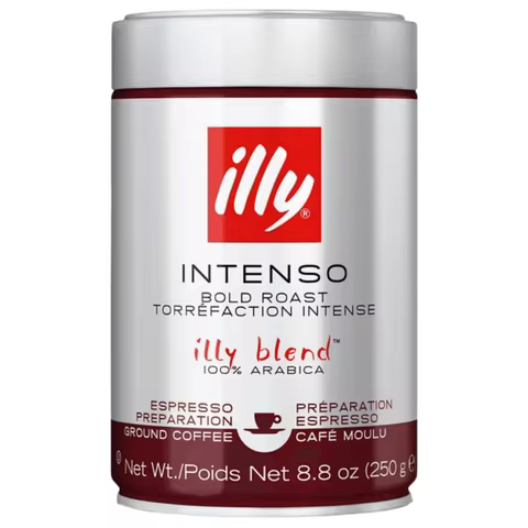 Illy intense roasted ground coffee 250 grs - 100% arabica, notes of chocolate and caramel - qumir