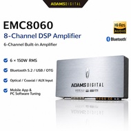 ADAMS DIGITAL 8CH DSP Amplifier 6×150W RMS Class D Bluetooth 5.2 Hi-Res Audio Optical OTG PC & App E
