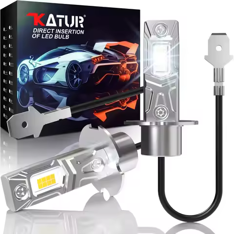 Katur 2x H3 LED Fog Bulb Canbus 80W 16000LM 6000K White Fanless Halogen Replacement Head Light For V