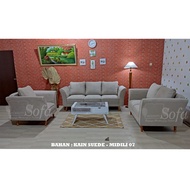 Sofa Ruang Tamu Modesty 321 Seater Minang Eco + Meja Retro Blotic