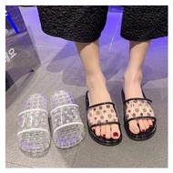 Women's sandals with transparent crystal straps, unique model Hot 2024 (9496)