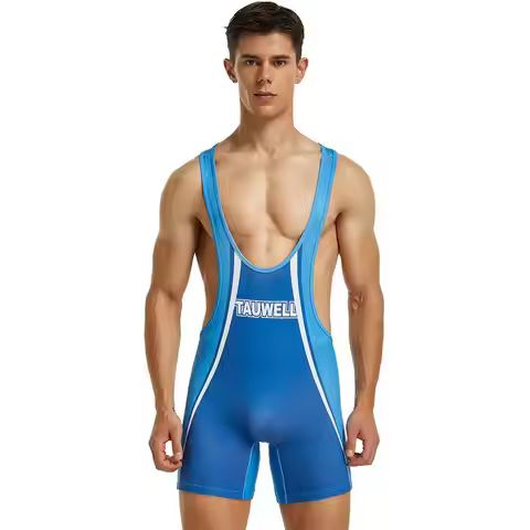 TAUWELL Men Bodysuit Shorts Wrestling Singlet Bodybuilding Fitness Jumpsuit Vest Leotard Sports Work