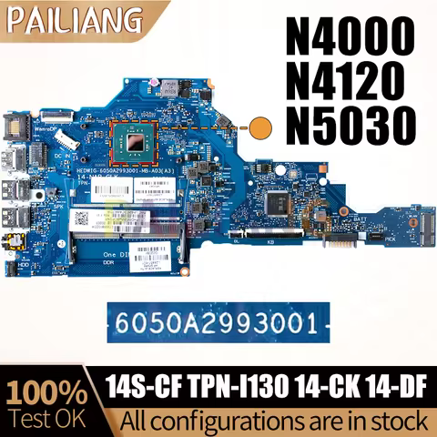 For HP 14S-CF TPN-I130 14-CK 14-DF Notebook Mainboard 6050A2993001 N4000 N4120 N5030 L24457-601 Lapt
