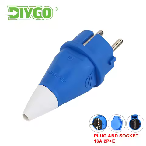 16 Amp 2 Pin Industrial Plug+Socket 220-240V Weatherproof Electrical Cable Connector IP44 2P+E 6H 16