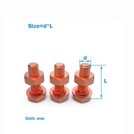 Red Copper Outer Hexagon Screw / Electrolytic Copper Bolt / Outer Hexagon Screw Complete Set M3-M16