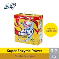 Maxkleen 9 Super Enzyme Powder Detergent (3kg) [Free 200g] Detergent Powder