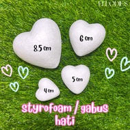 Styrofoam | Decorative cork in the shape of a love heart, size 8.5 cm, 6 cm, 5 cm, 4 cm