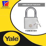 YALE Y120B/40/125/1 40mm Brass Padlock With Chrome Finish / Outdoor Padlock [KEY INCLUDING]