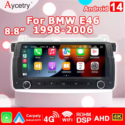 8.8'' Carplay 2 DIN Car radio Android 14 For BMW E46 M3 Rover75 MGZT 1998-2006 Android AUTO multimed