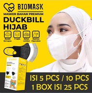 BIOMASK - Masker Import Headloop Duckbill Hijab - 5 Pcs / 10 Pcs / 1 Box 25 Pcs PAX BISA PILIH WARNA YA Abu / Hitam / Putih Import 3ply Disposable Face Duck Bill Isi 5Pcs NON MEDIS 10Pcs 25Pcs 1Box