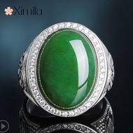 XIMILU⭐Natural Hetian Jade Inlaid Gold Coin Ring Silver Jewelry silver 925 original ring for women rings men korean jewelry cincin lelaki cincin perempuan couple cincin emas korea 戒指
