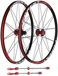 26" 27.5" MTB Bike Front REAR Wheel Double Wall Wheelset Sealed Bearings Hub Quick Release Rim Red Black 1800g,26inch