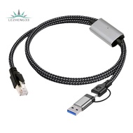 1pc 1.2m USB to Ethernet Cable, USB C to RJ45 Gigabit LAN Network Adapter, USB 3.0 A & Type C Male t