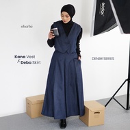 Oberbe - Women's Work Outfit Set Vest Denim Skirt | Kana Deba Set