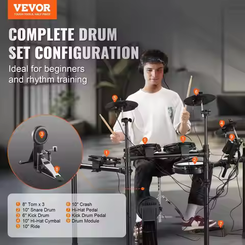 Electric Drum Set Electronic Drum Kit 480 Sounds for Beginners Adults