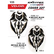 VELOZI Y15ZR V1 V2 COVERSET METALIC BLACK COVER SET BODY COVER SET SNIPER150 EXCITER150 V1 V2