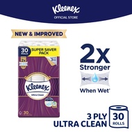 Kleenex Ultra Soft Toilet Tissue 3 ply Ultra Clean - Strong & Absorbent Bath Tissue Paper Toilet Rol
