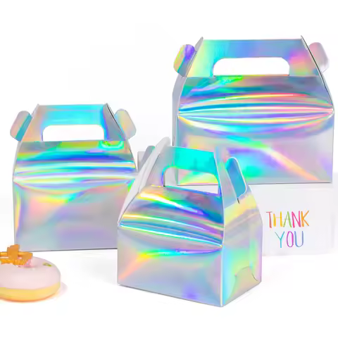 10pcs / ordinary color holographic cake box, dessert box, gable gift box, wedding carton