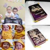 Korek zippo foto bolak balik bos roka custom grafir laser bisa ukir