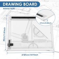A4 Drawing Board Drafting Table Multifunctional Drawing Board Table with Clear Rule Adjustable Measu