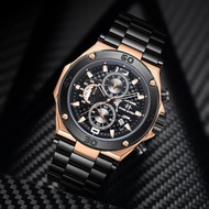 !!! Evans Jayden Jam Tangan Pria EJ 9839 Rantai Stainless Steel Chronograph Kaca Sapphire Water Resi