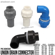 Premium PVC Aquarium Union Bulkhead Fitting - Quick Disconnect Straight & Elbow Drain Connector