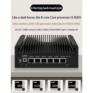 6 LAN Firewall Appliance 2.5G Router 12th Gen Intel i3-N305/N150/N100 DDR5 2*NVMe 2*SATA3.0 Fanless 