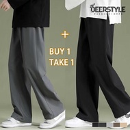 Baggy Slack pants men Loose Straight Leg Men's Trouser Korean Pants Mid Straight cut