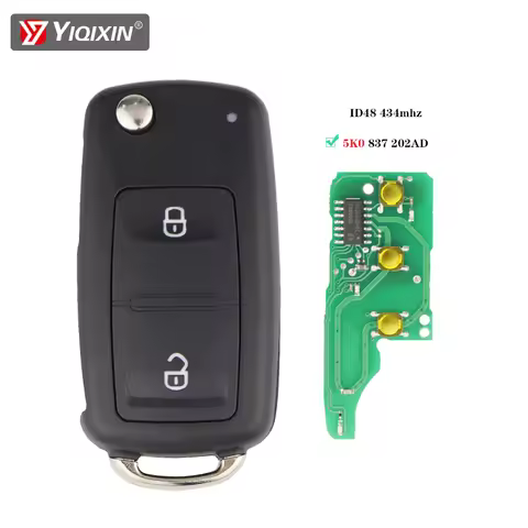 YIQIXIN 2 Button 434MHz ID48 Chip Folding Flip Remote Key For VW Volks Wagen Amarok Transporter Shar