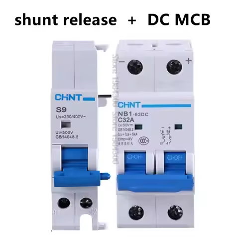 CHINT NB1 63DC DC500V DC1000V DC MCB Shunt Release Solar Energy Photovoltaic Mini Circuit Breaker 1P