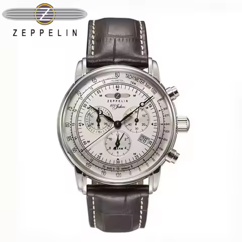 Mens Leather Band Fashion Luxury Zeppelin Airship Business Casual Men Watches