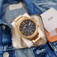 Fossil Black Dial Gold Tone Stainless Steel Chronograph Watch  หน้าปัด 48 mm.