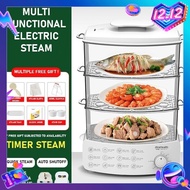 3-Layer Electric Steamer Multifunctional Steam Machine with Cleaning Function Auto Timer (Pengukus E