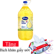 Dầu ăn Simply đậu nành chai 5 lít Tặng 1 bịch khăn giấy ướt 80 tờ - dầu ăn cao cấp nguyên chất 5L -