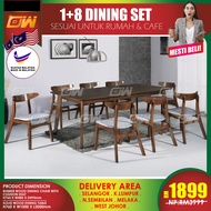 CT102D CC48 1+8 Seater Solid Wood Dining Set Kayu / Dining Table / Dining Chair / Meja Makan / Kerus