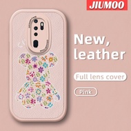 JIUMOO เคสปลอกสำหรับ OPPO A9 2020 A5 2020 F11 A9 2019 A9x เคสกรณีความงามน่ารักดอกไม้หมีการออกแบบใหม่หนังนุ่มเลนส์ปกกล้องบางเสื้อป้องกันกรณีปลอกกันกระแทก