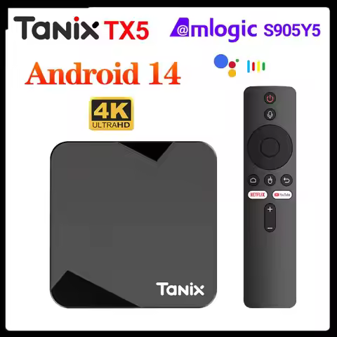 Tanix TX5 TV Box Android 14 Media Player Android 14.0 Amlogic S905Y5 Support 4K Ultra HD 2.4G & 5G D