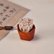 Sandalwood Stitching Cute French Fries Pendant Carving Cartoon Smiley Face French Fries Handle Piece